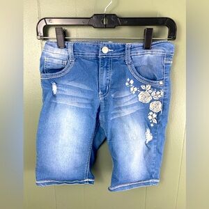 Wallflower - Denim Board Shorts with Floral Embroidery - 14